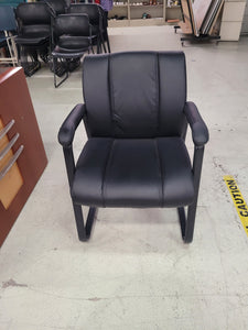 CHAIR-BLACK LEATHER STATIONARY