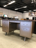 Metal Grey & Tan Desk With Key