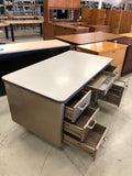 Metal Grey & Tan Desk With Key