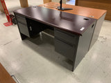 Metal Desk Gray/Cherry 001