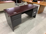Metal Desk Gray/Cherry 002