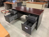 Metal Desk Gray/Cherry 002