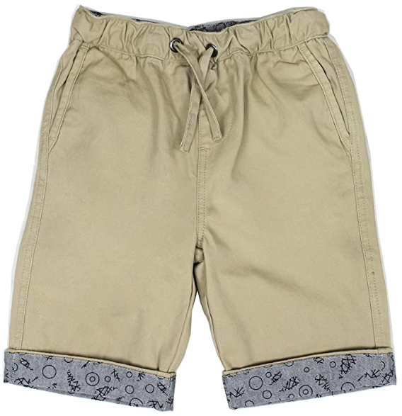 Bienzoe Boy's Cotton Twill Elastic Waist Shorts KHK Size 4 Khaki