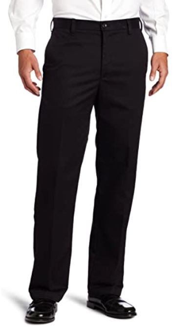 IZOD Men's American Chino Flat Front Straight Fit Pant, Black, 32W x 34L