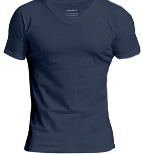 Comfneat Men's Cotton Spandex Comfy Undershirts V-Neck T-Shirt (Black V-Neck, S)