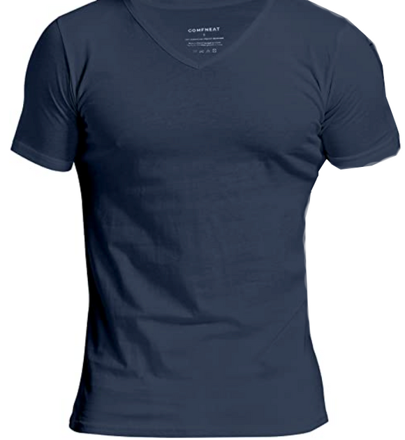 Comfneat Men's Cotton Spandex Comfy Undershirts V-Neck T-Shirt (Black V-Neck, S)